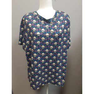 Shein Curvy Short Sleeve Shirt Skull Bat Wings design Size 2X